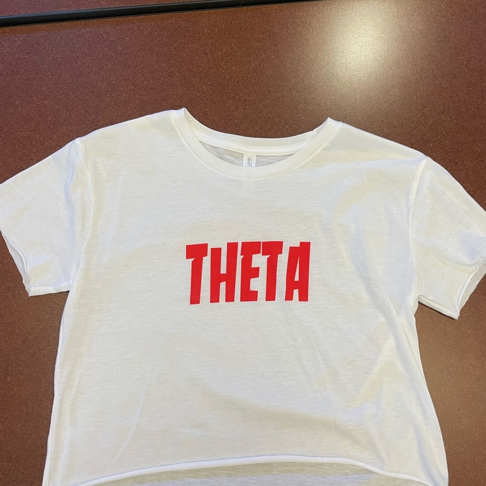 White Theta crop top